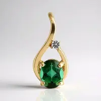 Cavill - Gouden hanger met groene Benedito toermalijn 0 394 ct - 9K geel goud 375 - Ovaal slijpsel met zirconia prong zetting - Luxe sieraden