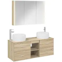 vidaXL Badkamermeubel Set 4 st Sonoma Eiken Bewerkt hout en glas