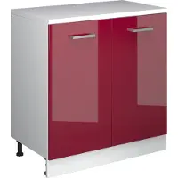 Vicco Keukenkast voor schuine wand R-Line, Rode hoogglans, 80 cm zonder schuine kant met 2 deuren