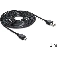 DeLOCK Mini USB naar Easy-USB-A kabel - USB2.0 - tot 2A / zwart - 3 meter