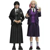 NECA Woensdag actiefiguren, 2-pack: Wednesday Addams (Nevermore uniform) en Enid, 20 cm
