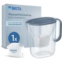 Brita Waterfilterkan Style Essential XL - 3,6L - Blauw - incl. 1x MAXTRA PRO Pure Performance - grote filterkan met Smart Light LED & klapdeksel, filtert verontreinigingen & meer
