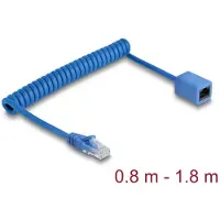 DeLOCK RJ45 Coiled Cable plug to jack Cat.6 UTP 0.8 m to 1.8 m blue