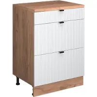 Vicco Keukenkast voor schuine wand R-Line, Witte golf, 60 cm zonder schuine kant met 3 lades