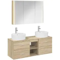 vidaXL Badkamermeubel Set 4 st Sonoma Eiken Bewerkt hout en glas