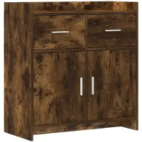 vidaXL Dressoir Gerookt eiken 75 x 36 x 80 cm Bewerkt hout
