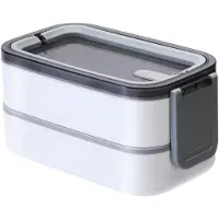 VHV - RVS Broodtrommel - Lunchbox met 3 Vakken - 1650ml Bento Box voor Volwassenen - Lekvrije Isolerende Lunchbox - RVS Lunchtrommel voor Werk en Picknick - BPA-vrij & Vaatwasserbestendig - grijs