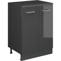 Vicco Keukenkast voor schuine wand R-Line, Antraciet Hoogglans, 60 cm zonder schuine kant met 2 deuren