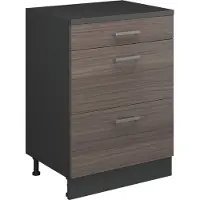 Vicco Keukenkast voor schuine wand R-Line, Edel grijs, 60 cm zonder schuine kant met 3 lades