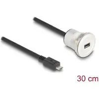 DeLOCK USB 2.0 Micro-B built-in female with cable plug 30 cm aluminium