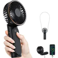 VHV - Handventilator Mini - Opvouwbare Ventilator 180 Graden - 6 Snelheden met LCD Display - Ultra Stil en Draagbaar - Pocket Fan met Koord voor Reis, Kantoor en Outdoor - Wit