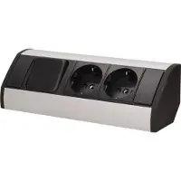 ORNO Stekkerdoos, ORNO GM-9002/W-G(GS) Hoekcontactdoos 2 vakken met schakelaar en kinderbeveiliging 45° opbouw, 3680W (2 x)