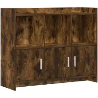 vidaXL Dressoir Gerookt eiken 98,5 x 33 x 80 cm Bewerkt hout