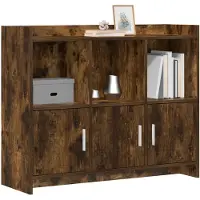 vidaXL Dressoir Gerookt eiken 98,5 x 33 x 80 cm Bewerkt hout