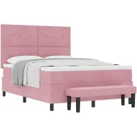 vidaXL Boxspring bed met kussen Roze 190 x 140 cm Fluweel