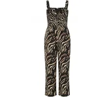 Angel of Style - Dames - Jumpsuit eendelig all-over print wijde rechte broek - Zwart - Maat 60