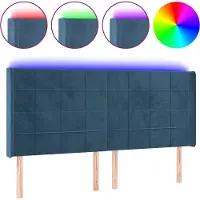 vidaXL Hoofdbord LED 163x16x118/128 cm fluweel donkerblauw