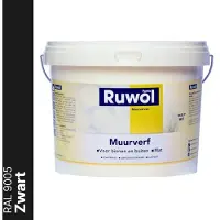 Ruwol Muurverf binnen en buiten Mat Zwart (RAL 9005) 5 liter