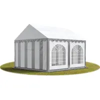 TOOLPORT Partytent 3x4 m, PVC 750, met Grondframe, grijs wit