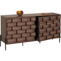 Mendler Dressoir -M44, ladekast dressoir, 3D vlechtwerk design push-to-open deuren 152x80x40cm, bruin