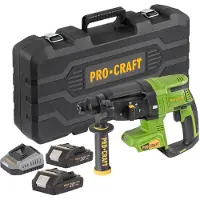 Procraft PHA40bb-c accu-boorhamer 20 V 2,6 J SDS plus borstelloos + 2x accu 2,0 Ah + oplader + koffer