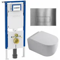 Geberit QeramiQ Dely Swirl Toiletset - 36.3x51.7cm - UP720 Duofix Sigma inbouwreservoir - 35mm zitting - steel bedieningsplaat - rechthoekige knoppen - wit glans SW1237202/SW706195/SW1000767/SW1026256
