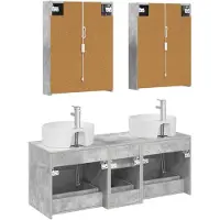 vidaXL Badkamermeubel Set 5 st Betongrijs Bewerkt hout en glas