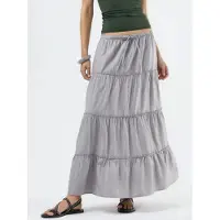 Busem Hoge Taille Textuur A-Lijn Maxi Rok