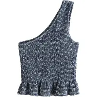 Next - Dames - Mouwloze top met plooien en één bedekte schouder - Blauw