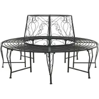 vidaXL Boom Bank 8-Aantal zitplaatsen Ø 160 x 89 cm Staal Zwart Rond