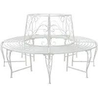 vidaXL Boom Bank 8-Aantal zitplaatsen Ø 160 x 89 cm Staal Antiek wit