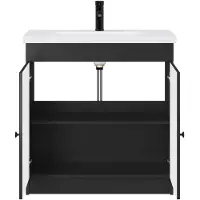 vidaXL Badkamermeubel Set Zwart 56 x 37,5 x 81 cm Bewerkt hout