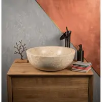 Teakea Blanco | Marmeren waskom | 40 cm Rond | Crème Wit