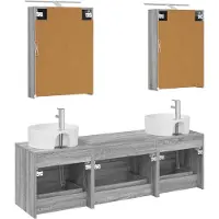 vidaXL Badkamermeubel Set 5 st Grijs Sonoma Bewerkt hout en glas
