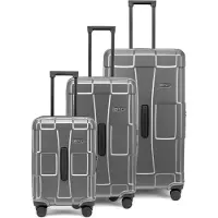 Epic Crate Trunks 4 wielen Kofferset 3-delig zilverkleurig