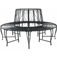 vidaXL Boom Bank Ø 160 x 89 cm Staal Zwart Rond