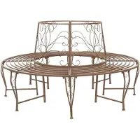 vidaXL Boom Bank 8-Aantal zitplaatsen Ø 160 x 89 cm Staal Antiek Bruin