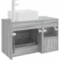 vidaXL Badkamerkast set, 2 stuks, grijs Sonoma, houtfineer