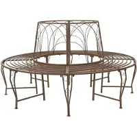 vidaXL Boom Bank 8-Aantal zitplaatsen Ø 160 x 89 cm Staal Antiek Bruin