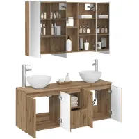 vidaXL Badkamerkast set 4 st Artisanaal eiken Bewerkt hout