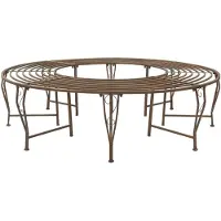 vidaXL Boom Bank 8-Aantal zitplaatsen Ø 160 x 44 cm Staal Antiek Bruin