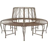 vidaXL Boom Bank 8-Aantal zitplaatsen Ø 160 x 89 cm Staal Antiek Bruin