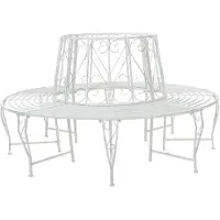 vidaXL Boom Bank 8-Aantal zitplaatsen Ø 160 x 89 cm Staal Antiek wit