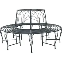 vidaXL Boom Bank 8-Aantal zitplaatsen Ø 160 x 89 cm Staal Zilvergrijs