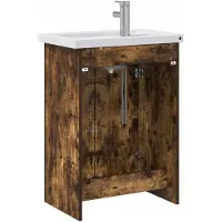 vidaXL Badkamermeubel Set Gerookt eiken 61 x 40 x 84,5 cm Bewerkt hout