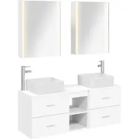 vidaXL Badkamermeubel Set 5 st Wit Bewerkt hout en glas