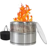 STILVORA Vuurschaal – Rookarme Verbranding – 50 cm – Roestvrij Staal – Zilverkleurig – Draagbaar Voor Terras En Kamperen – Met Grillfunctie
