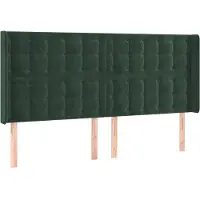 vidaXL Hoofdbord met randen 203x16x118/128 cm fluweel donkergroen