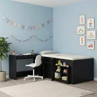 Prolenta Maison Exclusive - Bedtafel, zwart, eikenhoutlook, houtvezel