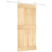 vidaXL Schuifdeur Natuurlijk en Wit 95 x 210 cm Massief Pine Hout